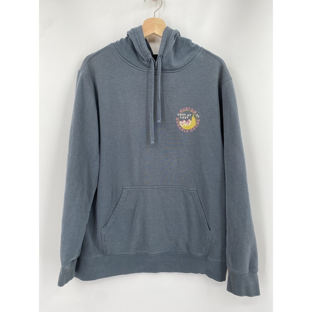 Burton Hoodie Mens Gray Blue Lost At Last Durable Goods Graphic Pullover